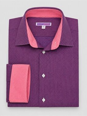 Coton Doux Mens Button Down Shirt Size 16 Preppy Statement Coastal Purple Pink